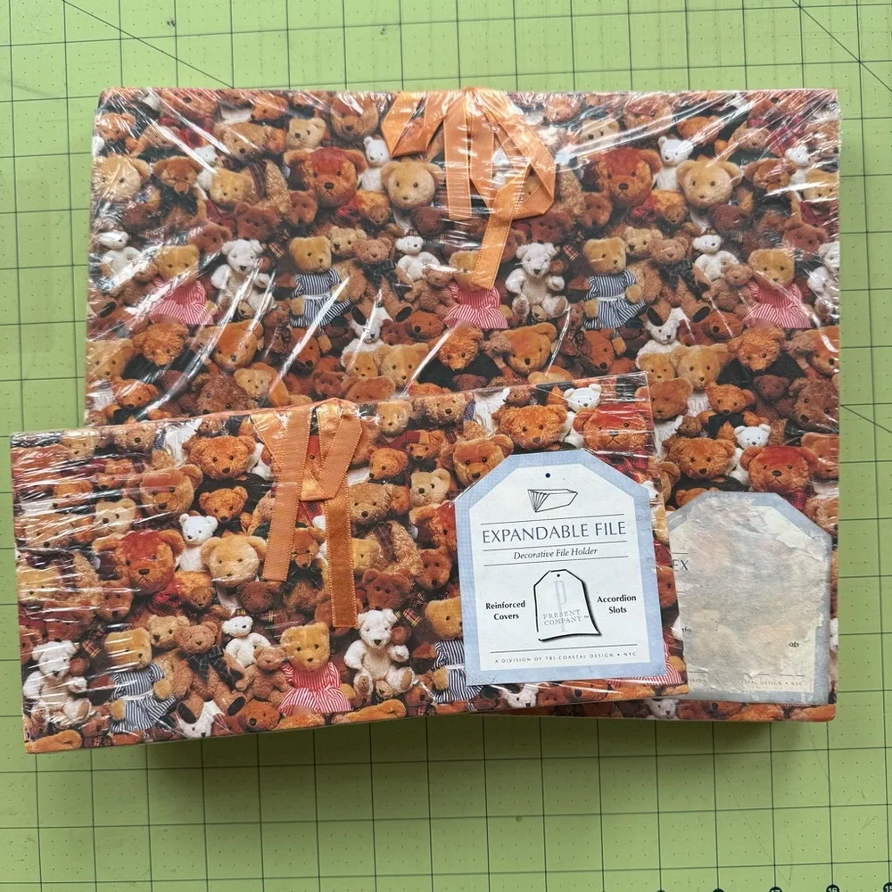 Vintage 90s Y2K Teddy Bear Expandable File Folder Organizers 2 pcs NIP